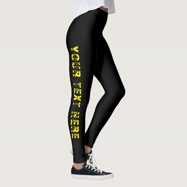 Custom Text Black Leggings for Stylish Comfort (Derecha)