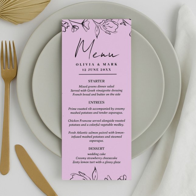 Custom Wedding Menu – Starter, Entrées & Dessert (Subido por el creador)