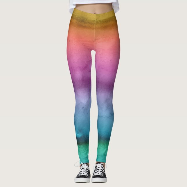 Customizabe Rainbow Striped Leggings (Anverso)
