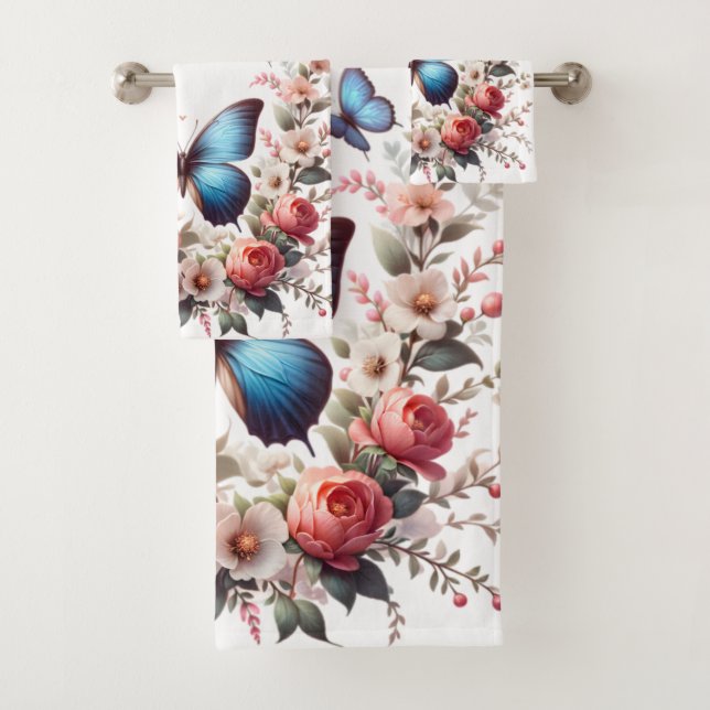 Customizable Blue Butterfly Floral Art-96279 (In situ)