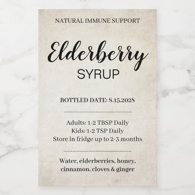 Customizable Elderberry Syrup Label ZEB_03a (Etiqueta única)