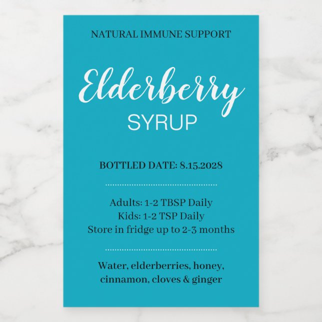 Customizable Elderberry Syrup Label ZEB_03c (Etiqueta única)