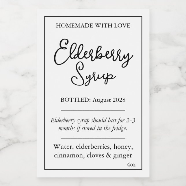 Customizable Elderberry Syrup Label ZEB_05b (Etiqueta única)