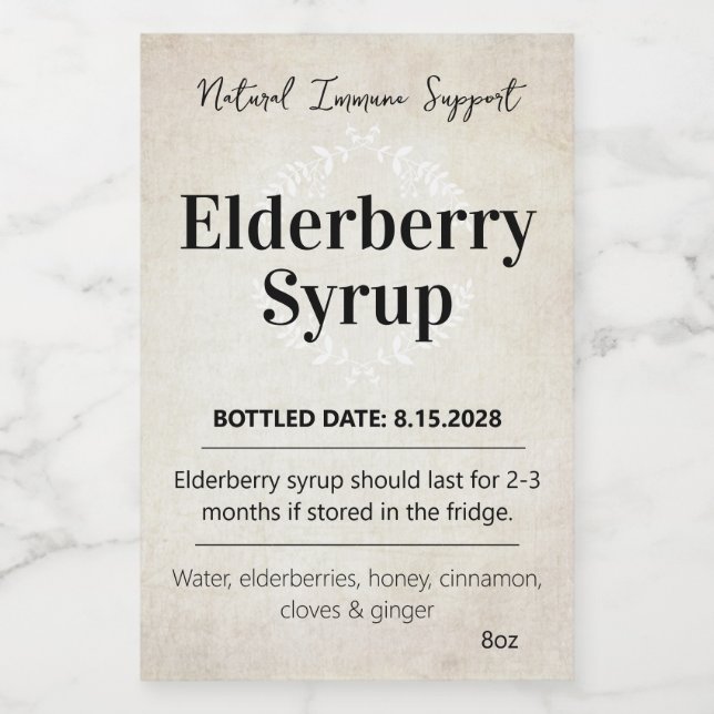 Customizable Elderberry Syrup Label ZEB_06b (Etiqueta única)