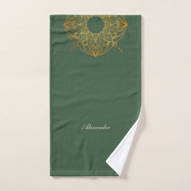 Customizable Green Serenity: (Toalla de mano)