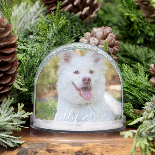 Customizable Pet Photo Snow Globe Keepsake (Invierno)