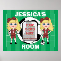 Customizable photo soccer girl room posters