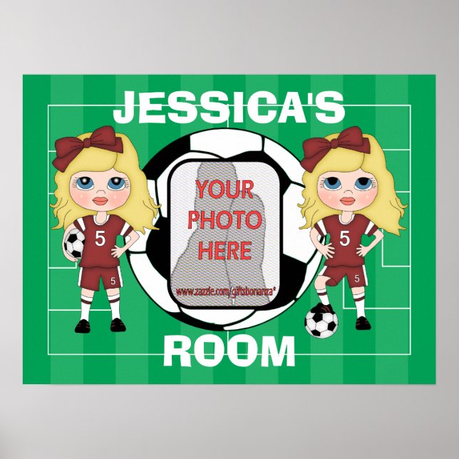 Customizable photo soccer girl room posters (Frente)