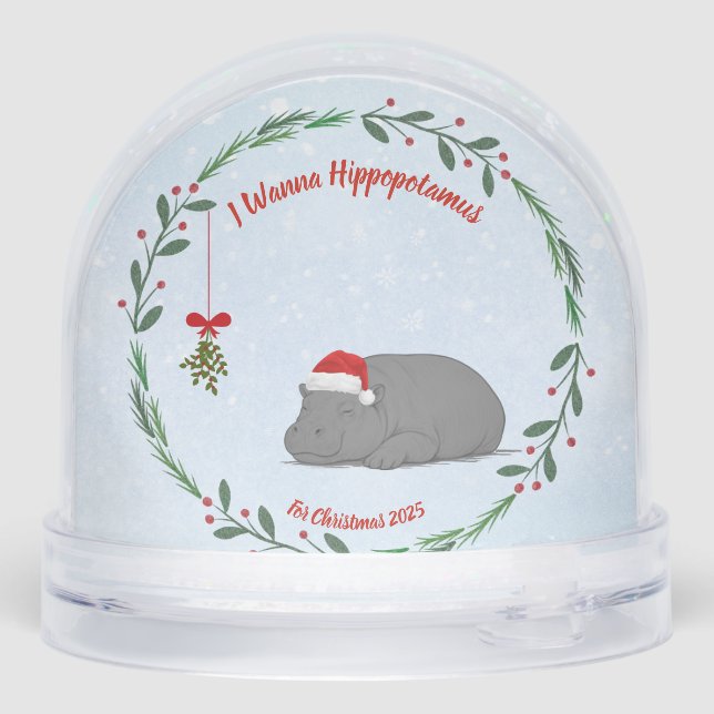 Customizable Snow Globe- Sleepy Hippo (Reverso)