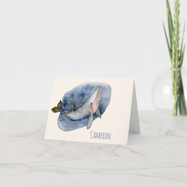 Cuta acuarela Ballena Azul Náutico Personalizado (Anverso)