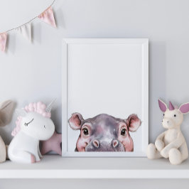 Cuta acuarela Bebé Hippo Decoración de guardería
