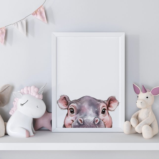 Cuta acuarela Bebé Hippo Decoración de guardería (Cute Watercolor Baby Hippo Nursery Decor)