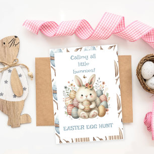 Cuta acuarela Bunny Easter Egg Hunt tarjeta plegad