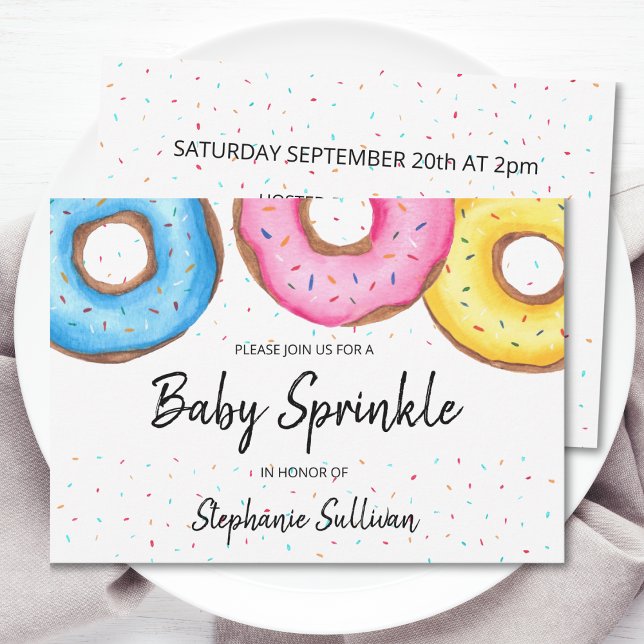 Cuta acuarela Donuts Invitación a la rociada del b (Subido por el creador)