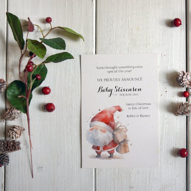 Cuta acuarela Invitación de embarazo Santa (Subido por el creador)