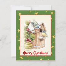 Cuta acuarela Navidad Ornamento de pájaro Nieve Es