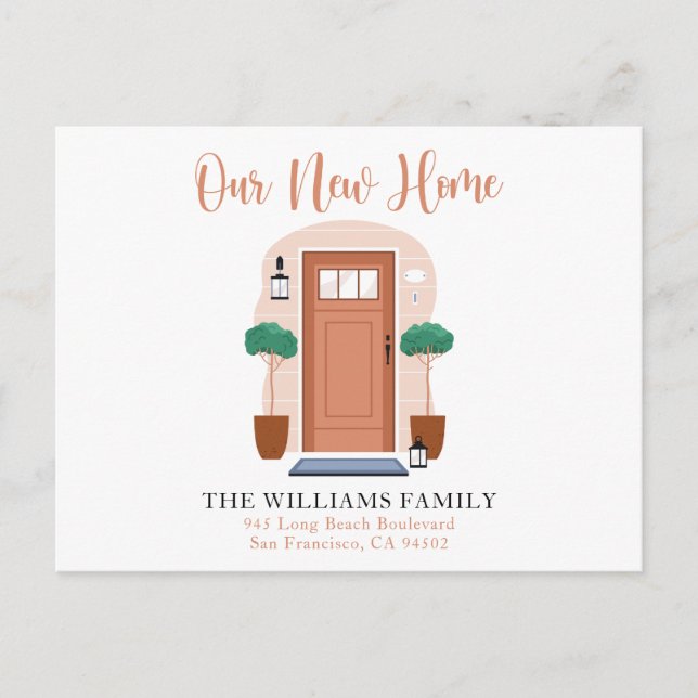 Cuta acuarela Nuestra nueva Invitación de mudanza  (Anverso)