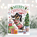 Cuta acuarela Tarjeta de Navidades Dachshund<br><div class="desc">Cuta acuarela La tarjeta de Navidades Dachshund es una forma divertida y festiva de enviar los deseos de vacaciones a sus amigos y familia. Añade tu saludo personalizado en la parte posterior.</div>