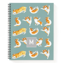 Cuta acuarela Yoga Corgi Perro Patrón de cuaderno