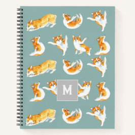 Cuta acuarela Yoga Corgi Perro Patrón de cuaderno