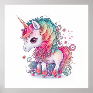 Cuta colorida obra de arte de Unicornio  