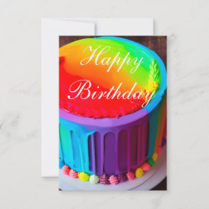 Cuta colorida tarjeta de cumpleaños para pasteles 