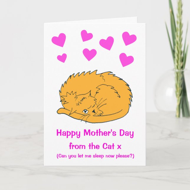 Cuta de la tarjeta de Día de la Madre para gatos q (Anverso)