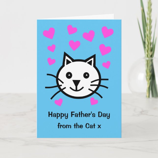Cuta de la tarjeta del día del padre del gato (Anverso)