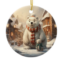 Cuta escenas de invierno adorno de cerámica