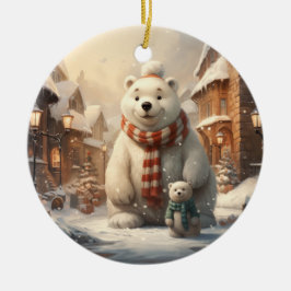 Cuta escenas de invierno adorno de cerámica