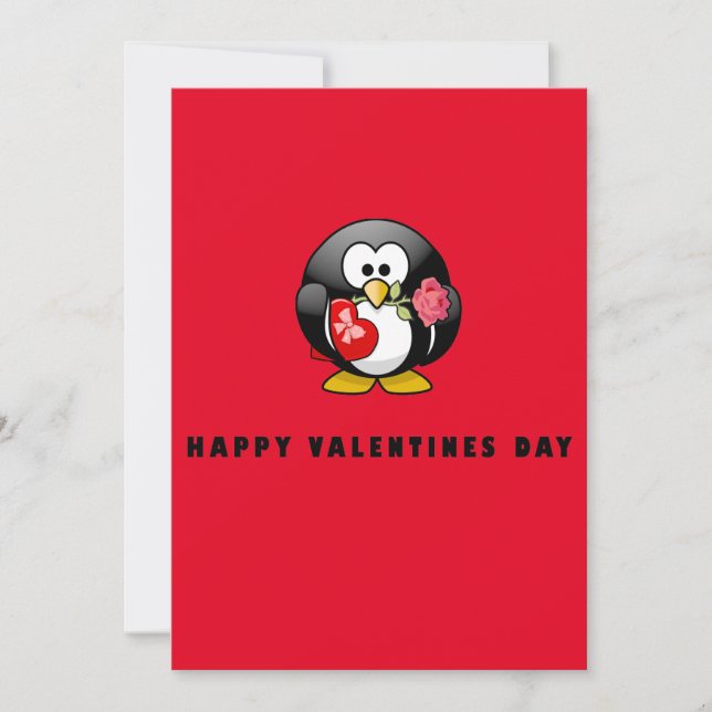 Cuta Feliz Día de San Valentín Pingüino Tarjeta pl (Anverso)