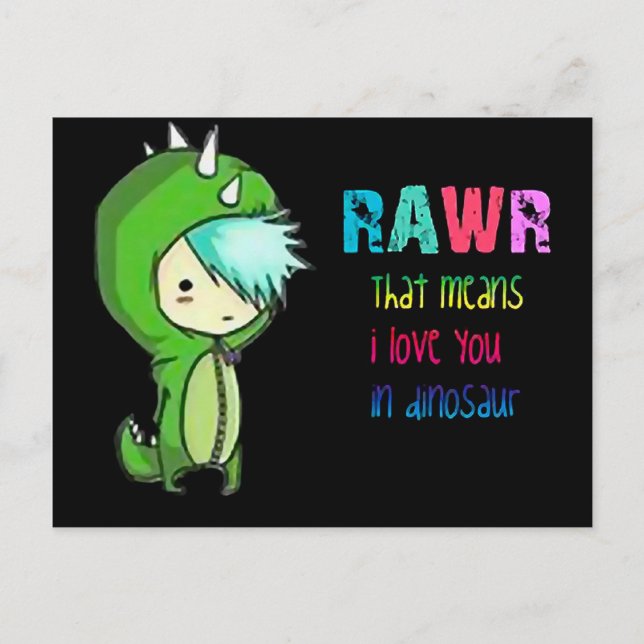 Cuta graciosa tarjeta postal de dinosaurio para ni (Anverso)