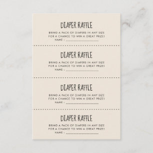 Cuta moderna tarjeta de juego Diaper Raffle