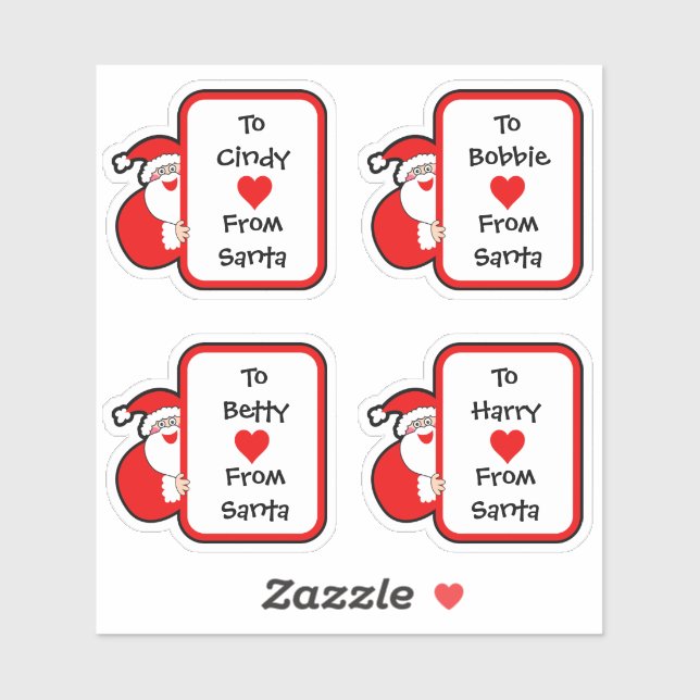 Cuta Personalizada De Los Pegatinas De Santa (Hoja)