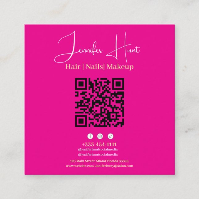 Cuta rosa código QR Minimalista tarjeta de present (Anverso)