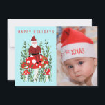 Cuta Santa en la tarjeta de Navidades de fotografí<br><div class="desc">Espero que te guste este diseño de vacaciones. Añade tus propias fotos y texto al frente haciendo clic en "Personalizar esta plantilla". Añade texto a la parte posterior también y cambia los colores de fondo. Revisa mi tienda para más artículos a juego como pegatinas, tarjetas, tazas, toallas, papel de envoltura...</div>