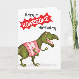 Cuta tarjeta de dinosaurio de T.rex "cumpleaños ex