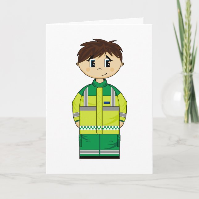 Cuta tarjeta de hombre de ambulancia (Anverso)