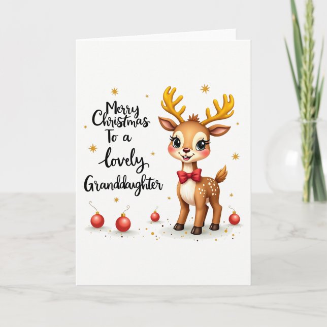 Cuta tarjeta de navidad de merry para nieta (Anverso)