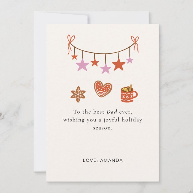 Cuta tarjeta de Navidad personalizada para padre (Anverso)