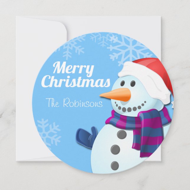 Cuta tarjeta de Navidades de Snowman (Anverso)