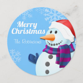 Cuta tarjeta de Navidades de Snowman
