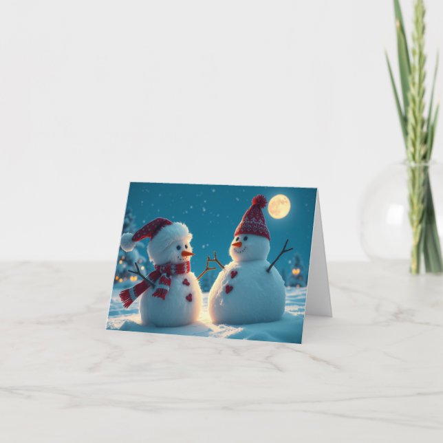 Cuta tarjeta de Navidades de Snowman (Anverso)