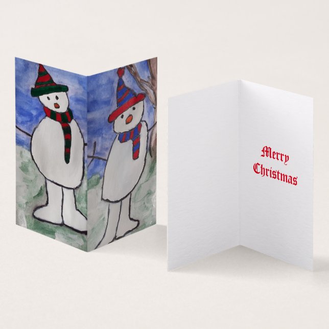 Cuta tarjeta de Navidades de Snowman (Interior y exterior)