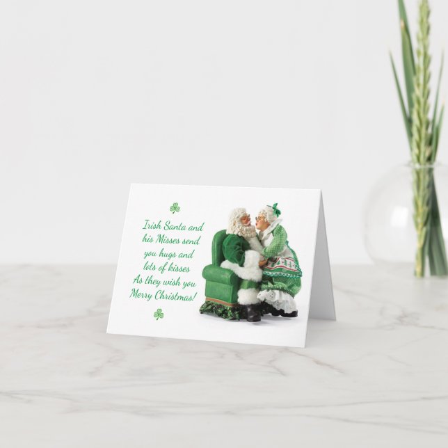 Cuta tarjeta de Navidades irlandeses de Santa y Cl (Anverso)