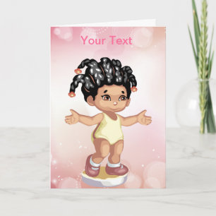 Cuta tarjeta de saludo de Chica afroamericano