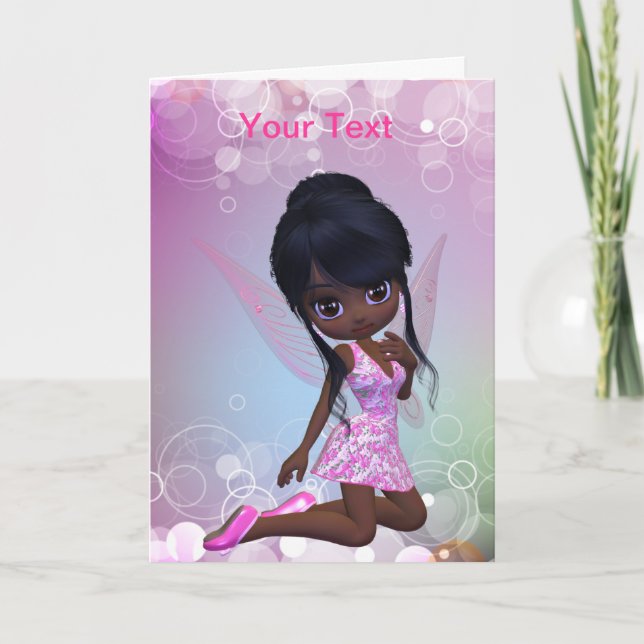 Cuta tarjeta de saludo de Chica afroamericano (Anverso)