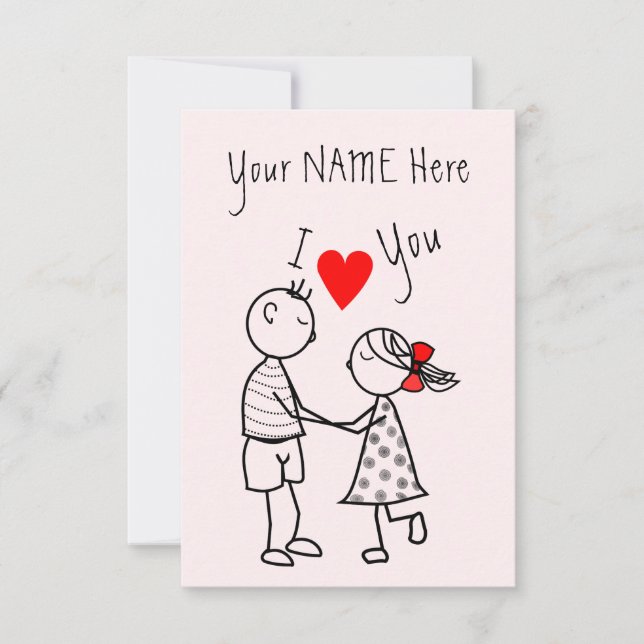 Cuta Tarjeta Pareja Nombre Personalizado Texto - T (Anverso)