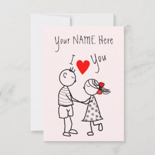 Cuta Tarjeta Pareja Nombre Personalizado Texto - T