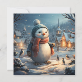 Cuta tarjeta plana de escenas de invierno